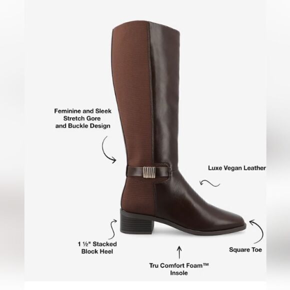 Journee Collection Londyn tall dark brown boot with stretch gore size 6.5 NWT - Picture 1 of 10